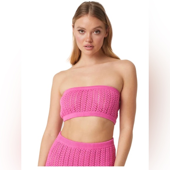 MISA LA SEE NOTES Tia top and bottom flamingo pink crochet 2 piece set LARGE NWT - Picture 4 of 11